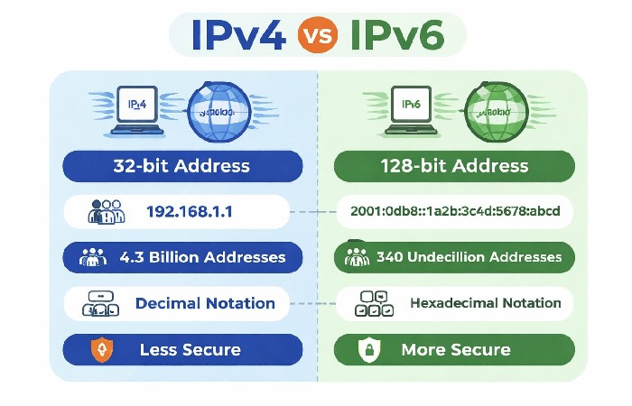 Difference Between IPv4 and IPv6