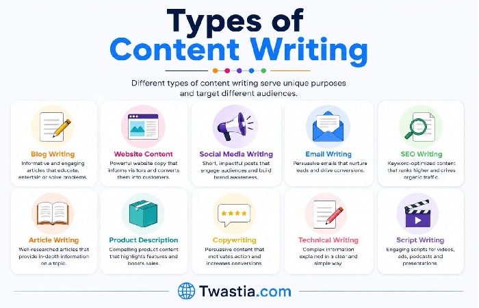 Types of Content Writing Twastia.com
